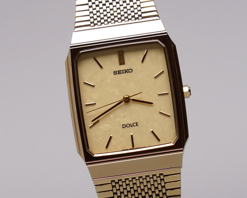 Vintage SEIKO Dolce 5E61-5A00 Quartz Men's Watch Gold Tone Japan Square Dial