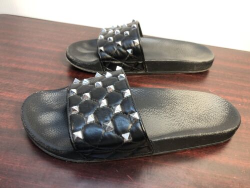 Nieten schwarz Slide Keilabsatz Größe 10 CUSHIONAIRE Damen Nietenschuhe Sandalen schwarz - Bild 4 von 6