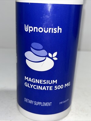 Magnesium Glycinate 500mg, 240 Caps, Sealed Calm, Stress, Sleep, Leg Cramps 