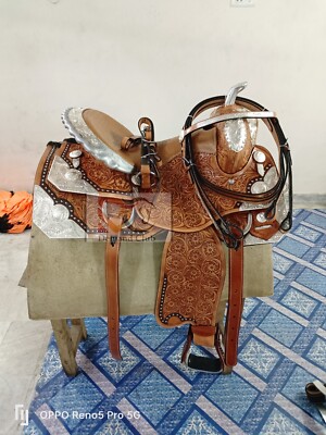 Western Pleasure Show Saddle Leather Silver Corner Design
