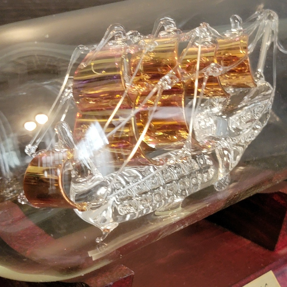 Mayflower Glass Sculpture England Unique PORTUGESE MAN O WAR Ship 