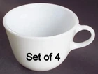 Set of 4 Vintage Pyrex Opal White Milk Glass Coffee Cup Mugs