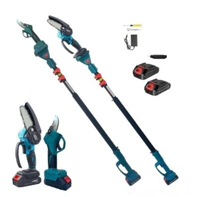 MINI Kit Potatura Motosega 6" + Forbice Cesoia con Asta Telescopica 2x Batteria 48V