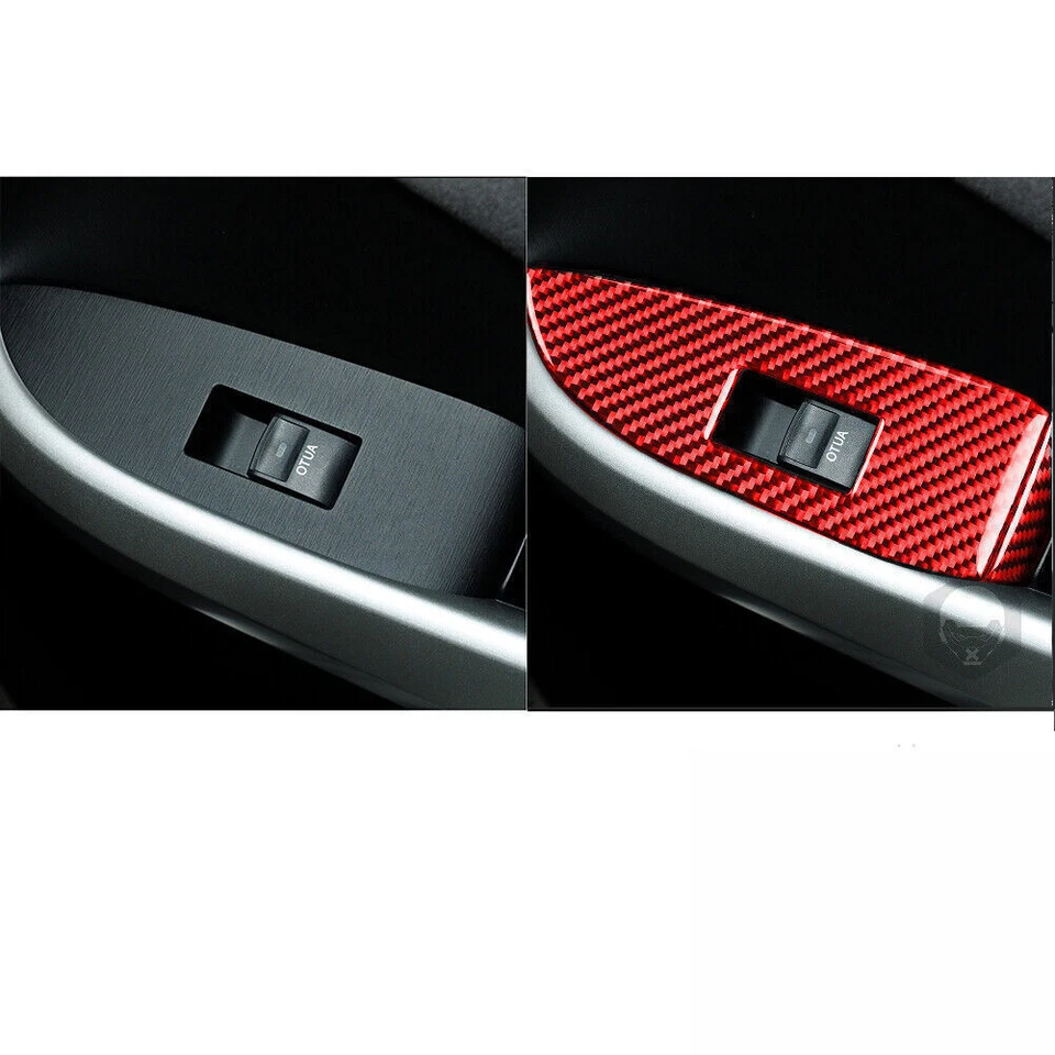 Cubierta de control de puerta interior de fibra de carbono rojo vinilo para Toyota Prius 2012-15 Foto 4 de 4