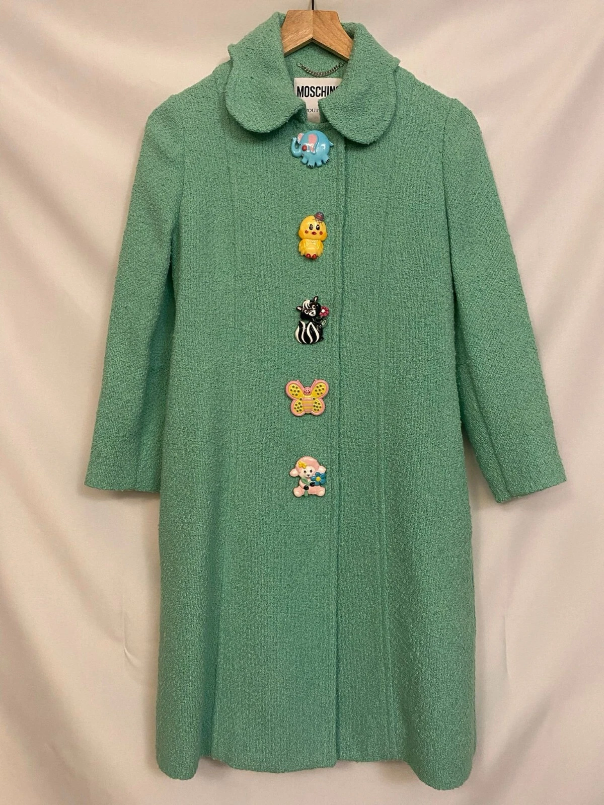 Giacca SS22 MOSCHINO Couture Jeremy Scott bambino turchese animali bottoni