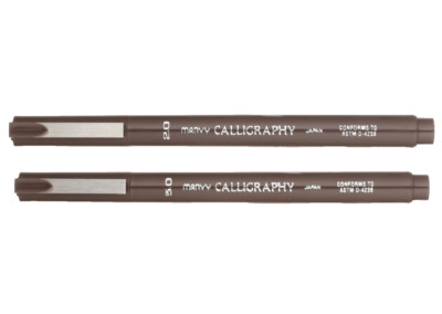 Marvy Uchida Calligraphy Marker 2.0-5.0mm Sepia 2/Pk School Office Writing Art