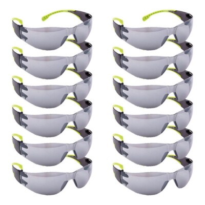 12 Stück Sicherheitsbrille flexible Schutzbrille Arbeitsbrille Grey-Flex
