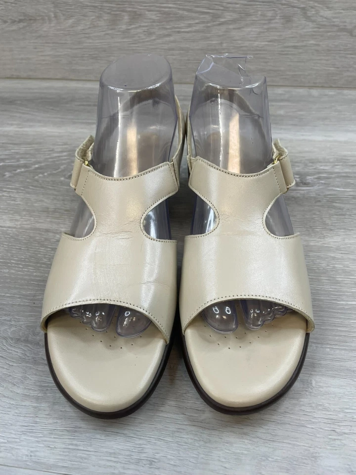 SAS Suntime Women's Heel Leather Beige 9 Block Strap Casual Comfort Shoes - Image 2 of 4