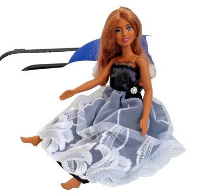 Schwarz/weißes Ballkleid mit Spitze für 13,1/2 Zoll meine erste Barbie-Puppe