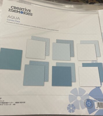 C.M.  Combo Pack 12x12 ~ AQUA ~ 4 Sheets Solid, 6 dbl sided Printed Paper NEW