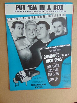 PUT 'EM IN A BOX, 1948, Romance On The High Seas, vintage sheet music