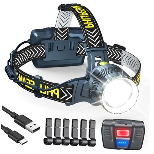 150,000 Lumens Rechargeable Headlamp for Adults | Ultra-Bright LED Forehead