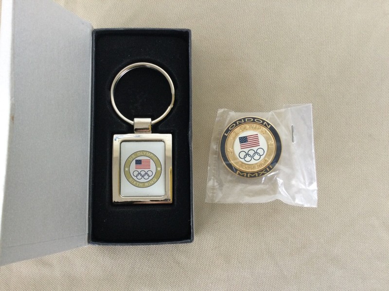 US Olympics Sixth Circle Key Chain & US Olympics London 2012 Pin Badge Medallion