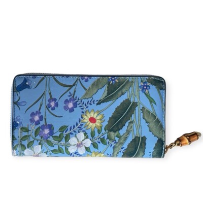 Gucci Nymphae Azure Shanghai Blue Large Floral Continental Zip