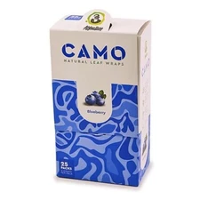 Camo Self Rolling Natural Tea Leaf Wraps - Blueberry (25packs) (125 wraps)
