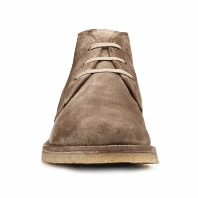 Mens Handmade Boots Taupe Suede Plain-Toe Crepe Sole Chukka  display picture 2