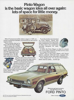 1972 Ford Pinto Ad Squire Station Wagon Vintage Magazine