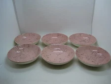 6 Blue Ridge PINK Spiderweb Dinnerware MCM 1950's Coupe Fruit Dessert  Bowls
