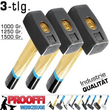 3-tlg Fäustel Vorschlag Schlosser Werkstatt Hammer 1000 1250 1500 Gr. Holz Stiel