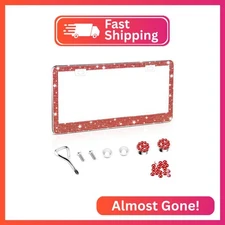 Amiss Bling License Plate Frame for Women, 1Pack Rhinestone Handcrafted Crystal 