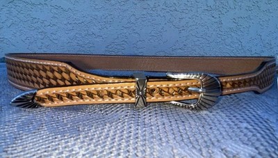 Western Leather Hatband Hand Stamped HAT BAND W/Buckle 3/4