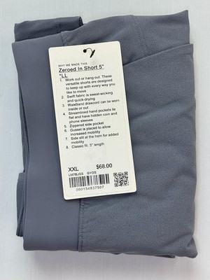 NEW lululemon Zeroed In Linerless Short 5'' Grey Oasis. Choose Your Size. NWT