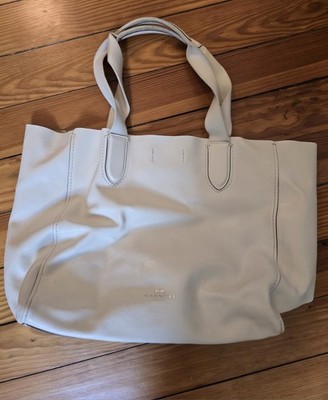 Coach Derby Tote Chalk White Pebble Leather With Floral Print  Interior