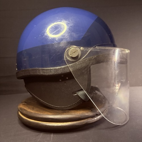 Vintage Police Riot Helmet Blue (Size Medium) w/ Removable Face Shield