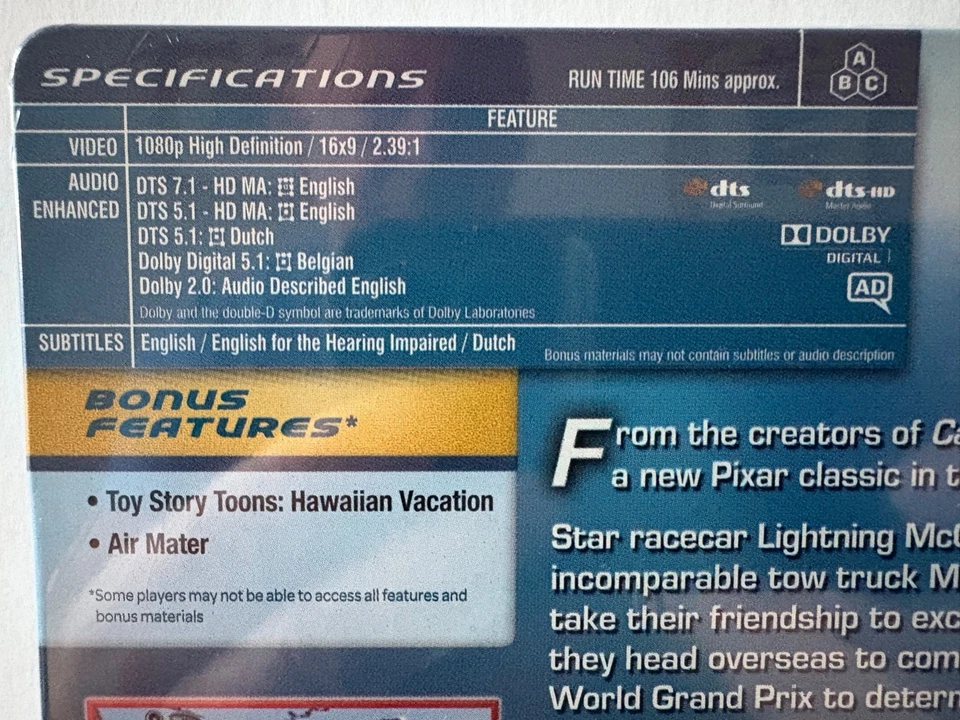 Disney's Cars 2 With Owen Wilson BluRay U L/E Steelbook New & Sealed 682G - Image 4 of 4