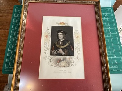 ANTIQUE ORIGINAL Color ENGRAVING- PORTRAIT- KING RICHARD III -1800s, Framed