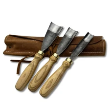 Hand-Forged Wood Carving Gouge Set – 52100 Steel, Ash Handles, Custom Sizes