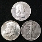 3 Half Dollars 1960 Proof Franklin 1964 Kennedy And 1943 S Walking Liberty...