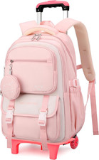 Rolling Backpack for Girls Kids Backpack with Wheels Elementary School Roller Bo