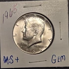 1965 High grade 40%silver Kennedy half dollar.MS+