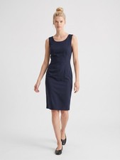 Vintage Patrick Collection Silk sleeveless Navy Sheath Dress Classic Workwear