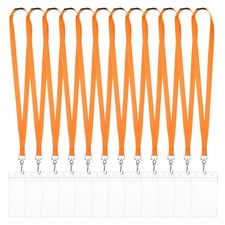 12Pack Lanyards for ID Badges, Lanyards for Keys, Orange