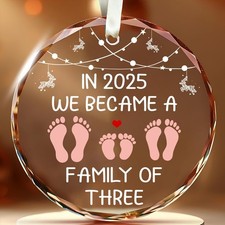 Baby First Christmas Ornament 2025 - Family of Three Ornament - Newborn Baby ...