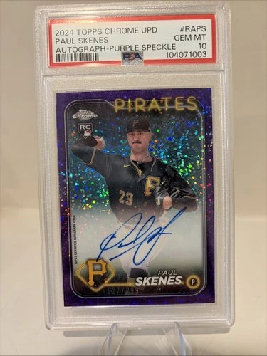 2024 Topps Chrome Update Paul Skenes Purple Speckle Auto /299 PSA 10 Gem Mint RC