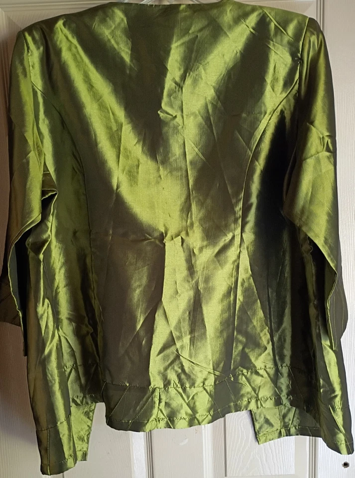 Traje falda de fiesta/cóctel verde lima Lorena Adams para mujer 3 piezas talla 2X Foto 3 de 4