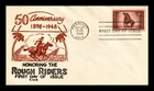 US COVER ROUGH RIDERS 50TH ANNIVERSARY FDC SCOTT 973 THERMOGRAPHED CWG CACHET