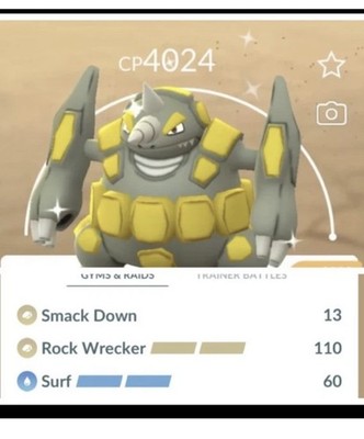  Shiny Max Level 50 Legacy Rhyperior Pokémon 2 Charge,  Pvp Trade  Pkmn Go 