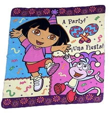 Vintage Nick Jr 2004 Dora The Explorer Blanket Fleece Boots Monkey Party 48”