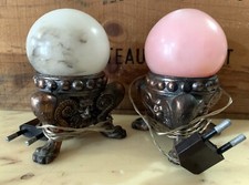 2x VINTAGE ABAT JOUR vetro METALLO PALLE SFERA 1970s