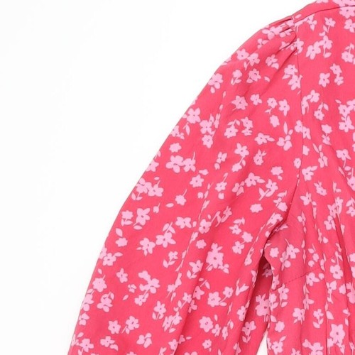 New Look Womens Pink Floral Polyester A-Line Size 12 V-Neck Pullover - Picture 7 of 10