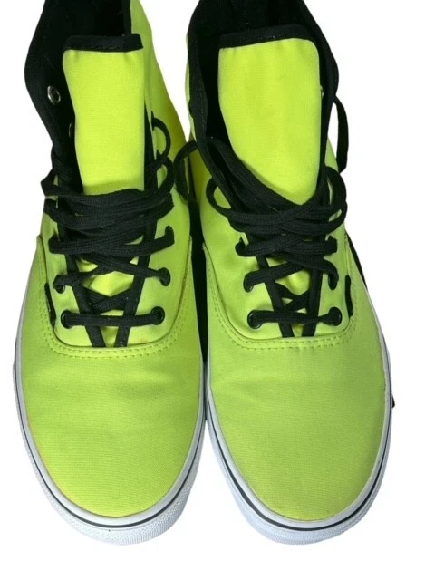 VANS Off The Wall Hi High Top Skateboarding Shoes Neon Yellow Mens