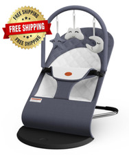 Silla mecedora port til para beb , 3 modos, con juguetes colgantes, gris
