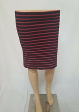 Abercrombie Fitch Pencil Skirt XS Red Blue Striped Ribbed