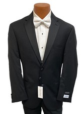 New Men's Black Calvin Klein Tuxedo Jacket Two Button Satin Notch Lapels 38L