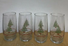 4 Vintage 1982 PROMARK CHRISTMAS TREE GLASSES Tumblers 5” Tall