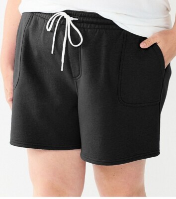 NWT SONOMA PLUS 4X BLACK DRAWSTRING POCKETS 5'' INSEAM CASUAL FLEECE SHORTS